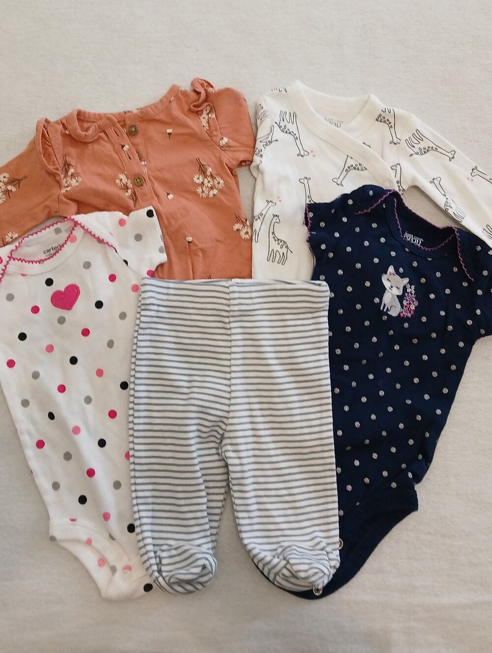 Bundle Newborn Girl's Bodysuits Pants Carter's Gerbers